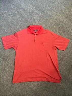 Tommy Bahama 18 Golf Polo, Red w/ Gray Stripes, Large